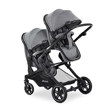 hauck Passeggino Gemellare Atlantic Twin - hauck Passeggino Doppio con Navicella 2in1 e Seduta Sportivi - Grigio Melange