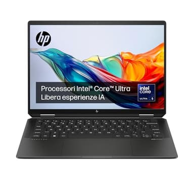 HP Spectre x360 14-eu0000sl Convertibile, Intel Core Ultra 5-125H, Intel Evo Edition, AI, RAM 16GB, SSD 1 TB, Display 13,5" Touch OLED 2.8K VRR 120Hz, Webcam 9 MP IR TNR, Windows 11, Nero