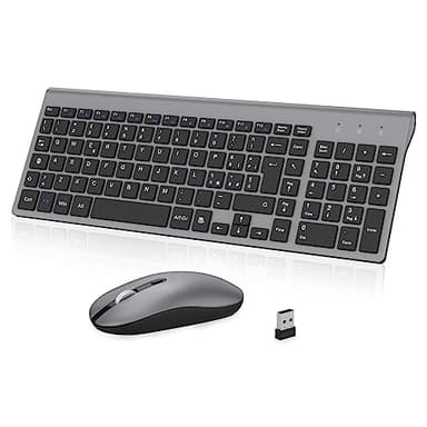 cimetech Tastiera e Mouse Wireless, Layout Italiano QWERTY, Ultra-Sottile Ergonomico Full-Size 2.4Ghz Wireless Mouse Tastiera Numerico con Ricevitore Nano per PC/Laptop/Win7/8/10（grigio）