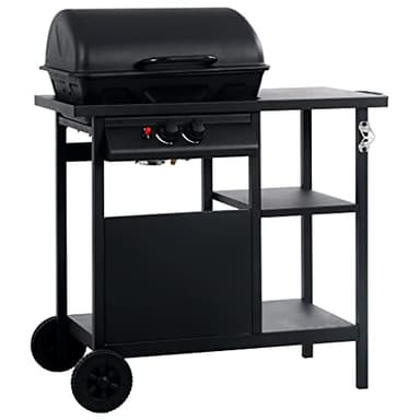 Festnight Barbecue Carbonella, Griglia Barbecue, Barbecue Portatile, con 2 ruote, Barbecue Combinato Carbone e Gas 3 Fuochi, Tipo 1