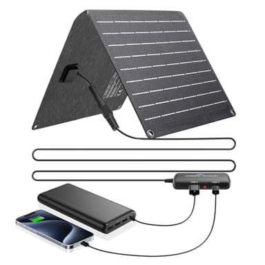 Ecosonique 10W Caricabatterie Solare per Cellulare, USB-A & USB-C 5V/2A Con Dub Di Alimentazione Staccabile, IP67 Impermeabile ETFE Pannello Solare Portatile Pieghevole Per Smartphone Powerbank