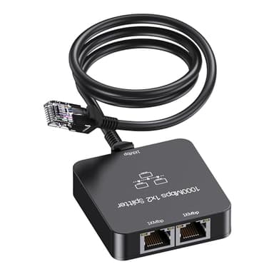 Uzifhdhi Switch Ethernet 2 Porte Gigabit Con Cavo Ethernet Cat 6, 1000Mbps Sdoppiatore Ethernet per Computer, Set-top box, TV e altro. Nero