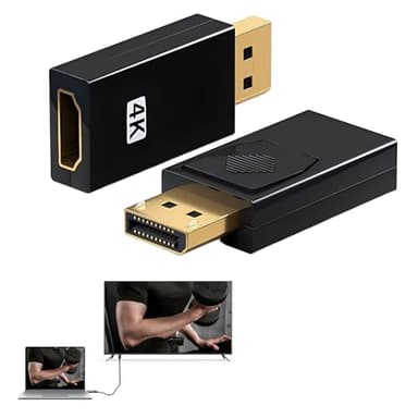 2 Pezzi Adattatore Display Port HDMI, Adattatore HDMI, Displayport to Hdmi, Display Port H DMI Cavo, DP to H dmi, Plug & Play, Design Compatto, per 4K TV HDTV Monitor Proiettori Portatili e Altri