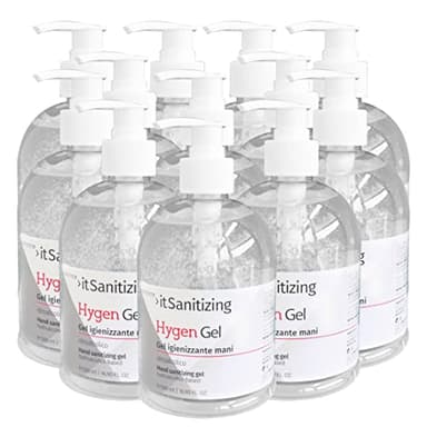 Hygen Gel Mani Disinfettante Igienizzante 6 Litri Antibatterico Sanificante Alcool 75% Elimina Virus Naturale con Aloe Vera e Timo Senza Risciacquo Profumato al Limone - 12 Flaconi da 500 ml