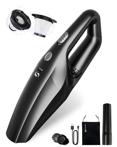 SERVOMASTER Aspirapolvere Portatile, Aspirapolvere Auto con Batteria Ricaricabile, Aspirabriciole Senza Fili Potente con HEPA, Accessori Interni Kit di Pulizia, Mini Aspirapolvere per Uomo e Donna