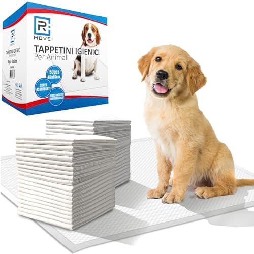 RMOVE 50 traversine cani 60x60 cm tappetini igienici per cani extra assorbenti traversine con rivestimento antiodore, traverse cane, tappetino traversina impermeabile (60x60 (Confezione da 50))