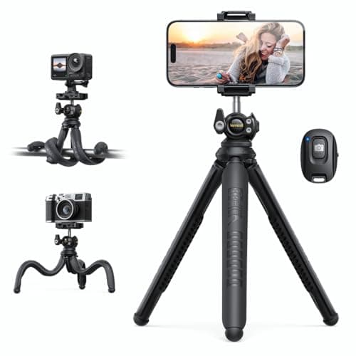 Lamicall Treppiede Smartphone Flessibile - [3 in 1] Mini Treppiede Cellulare Portatile con Telecomando Senza Fili, 360° Rotazione, Treppiede Portatile con vite 1/4" per iPhone/Android/Fotocamera/GoPro