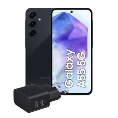 Samsung Galaxy A55 5G, Caricatore incluso, Smartphone Android 14, Display FHD+ Super AMOLED 6.6”, 8GB RAM e 128GB di memoria interna espandibile, Batteria 5.000 mAh, Awesome Navy [Versione Italiana]