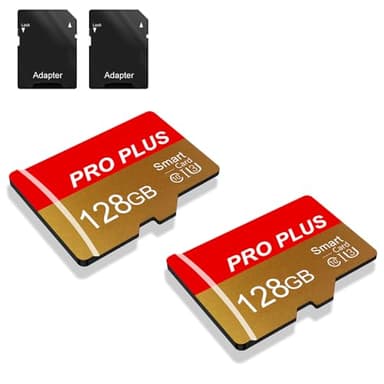 2 Pack Scheda di Memoria 128GB con Adattatore, Classe 10 UHS-I A1, Schede Di Memoria Alta Velocità per Fotocamera, Telefono, Tablet, Registratore Di Guida, PC (TF162 128GB)