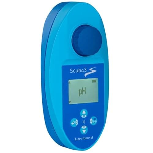 Scuba 3s – Fotometro – Misuratore elettronico per piscina – per cloro e pH – con fibra di cura Powerhaus24 – per piscine private e idromassaggio