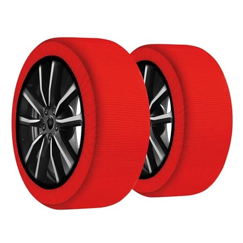 RICAMBYCAR Calze da Neve Taglia M, omologate Italia EN 16662-1, 2 Calze Neve Auto, Montaggio rapido, Guanti Inclusi, Snow Socks Ultra Grip