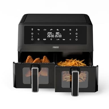 Friggitrice Princess senza olio con doppio cestello - 11 L - Senza BPA e PFAS - Fine cottura sincronizzato - 8 programmi - Finestra di visualizzazione - 2400 W - 182276, 2x5,5 L