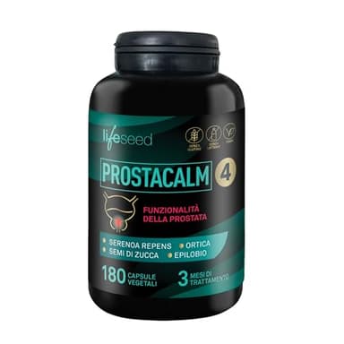 PROSTACALM - Serenoa repens prostata 711mg - 180 Capsule - Saw palmetto prostata - Integratore Prostata - Zucca, Epilobio, Ortica, Licopene, selenio, Vit.E - LIFESEED -