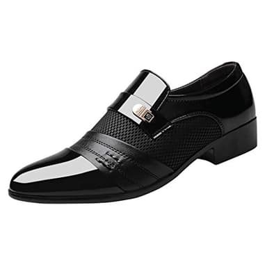 Scarpe Eleganti Cerimonia Uomo Scarpe Basse Scarpe da Uomo Scarpe in Pelle Scarpe da Sposa Casual Scarpe comode Abito da Uomo Scarpe in Pelle da Uomo d'Affari Boot (Black, 43)