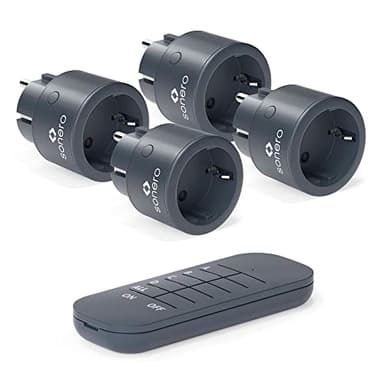sonero® set di prese radio 2300 watt - 1x telecomando, 4x prese per uso interno, portata 30 m, antracite