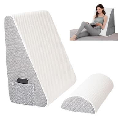 Cuscino a Cuneo, Cuscino Antireflusso Ergonomico con Poggiatesta, Rimovibile Schienale Ortopedico Alzagambe in Memory Foam per Sollevamento Gambe, Supporto Schiena, Apnea del Sonno, Russare, Lettura