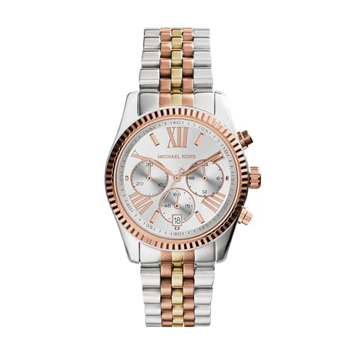 Michael Kors Lexington orologio al quarzo cronografo con cinturino in acciaio inossidabile Argento e tono oro per donna MK5735