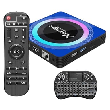 Android 13.0 TV Box, Android Box 4GB RAM 64GB ROM Quad-Core con Mini Tastiera Wireless, 2.4/5.0GHz Dual Band Wi-Fi BT 5.0 10/100M Ethernet HDMI 8K Android TV Box