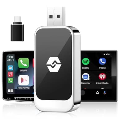 Adattatore Car-Play Wireless per i e Android, Euakee Il Più Piccolo e Veloce Adattatore Car-Play Wireless, Plug & Play Convertire Fabbrica Cablato a Wireless Car-Play Dongle Autoo