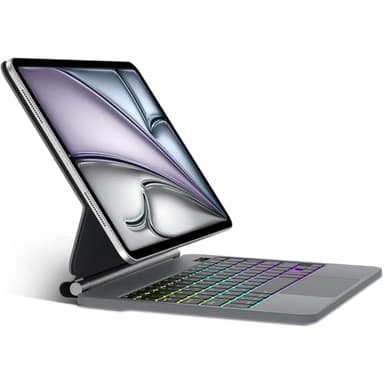 SENGBIRCH Magic Keyboard for iPad Air 13" M3 2025 - Tastiera tedesca QWERTZ Layout con custodia, retroilluminazione multi-trackpad per iPad Pro 12.9" 6./5./4./3, colore: Nero
