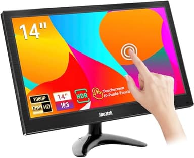 Jhcztrk Touch Screen Portable Monitor 14 Pollici Minori Lavori PC Monitor con HDMI USB C Schermo IPS HDR 400cd/m² FHD 1080P 99% sRGB per Laptop Mac Xbox PS4/5 Switch