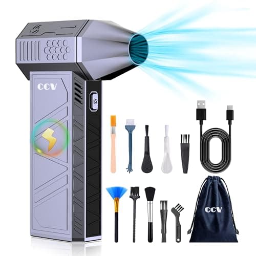 CCV Aria Compressa Elettrica - 150000RPM Spolverino ad aria compressa la pulizia di tastiera e PC 3 ingranaggi regolabile Cordless Jet Dry Blower soffiatore d'aria per auto e casa (blu (colore))