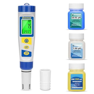 UIUZMAR Misuratore Elettronico Cloro e pH Piscina, Misuratore Digitale di Sale e Cloro Libero, pH, EC, TDS, Salinità, ORP e Tester di Cloro 7 in 1 per Idroponica, Acquari, Piscina e Spa