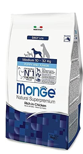 Monge - Natural Superpremium - Medium Puppy e Junior Ricco di Pollo - Offerta 2 Sacchi da 12 kg