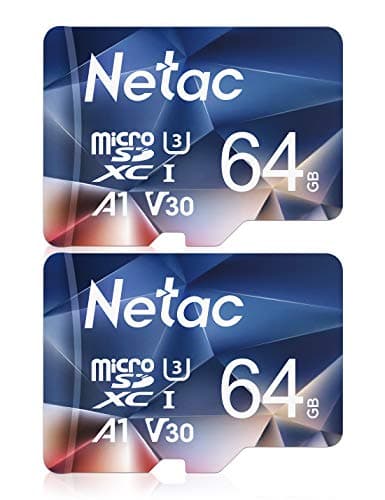 Netac 64G Scheda Micro SD Set da 2, Scheda di Memoria A1, U3, C10, V30, 4K, 667X, UHS-I Velocità fino a 100/30 MB/sec(R/W) Micro SD Card per Telefono, Videocamera, Switch, Gopro, Tablet