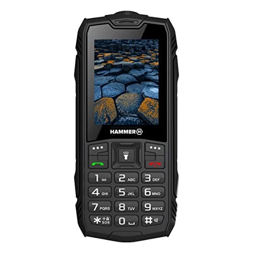 Hammer H Basalt 2,4" Cellulare robusto IP68 IK05 Dual Free SIM 2000 mAh Outdoor Cellulare senza contratto, display a colori da 2,8", robusto, Mega batteria 1800 mAh, impermeabile (IP68), Nero