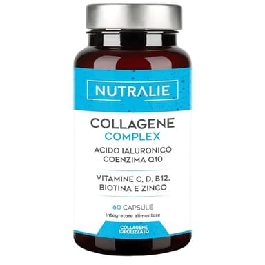 Collagene e Acido Ialuronico - Integratore Collagen Idrolizzato Con Biotina, Vitamina C, Zinco e Q10 - Collagene Puro Integratore per Pelle, Ossa e Articolazioni - Collagen Complex 60 Capsule Nutralie