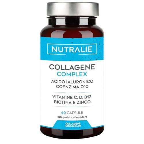 Collagene e Acido Ialuronico - Integratore Collagen Idrolizzato Con Biotina, Vitamina C, Zinco e Q10 - Collagene Puro Integratore per Pelle, Ossa e Articolazioni - Collagen Complex 60 Capsule Nutralie