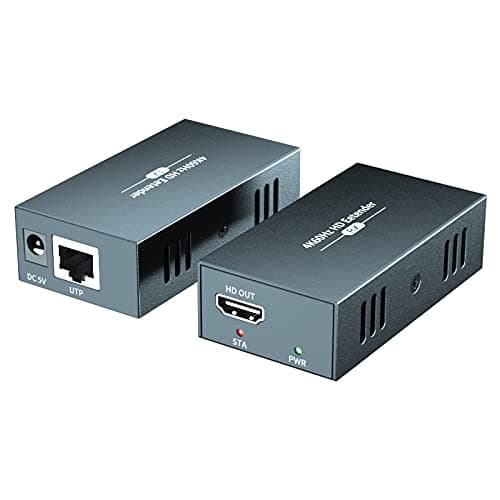 PWAYTEK - Extender HDMI 4K, Ultra HD 4K a 60Hz su Cat5e/Cat6/Cat7 fino a 50 m, estende audio e video, supporta loop out, HDR, HDCP 2.2/1.4 YUV 444