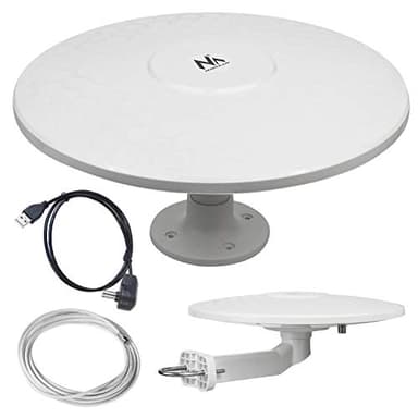 Maclean MCTV-947 - Antenna omnidirezionale multidirezionale per esterni, antenna TV attiva DVB-T/T2 H.265 HEVC (Camper - USB / 12/24 V)