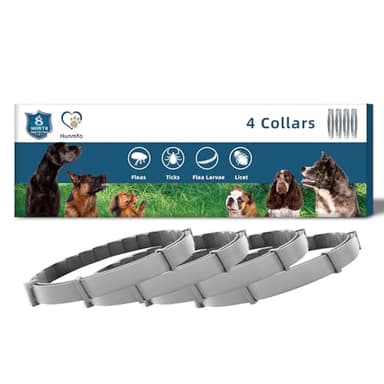 4 Collare Antipulci e Zecche per Tutti i Tipi di Cani, Regolabile Impermeabile, Antiparassitario, 8 Mesi di Efficacia Protezione, 65cm Taglia Unica (4pack)