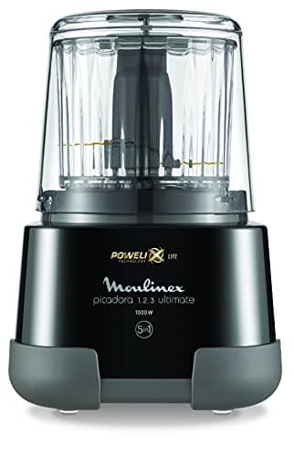 Moulinex DP8108 Moulinette Ultimate, Tritatutto Elettrico, Lame in Titanio, Tecnologia Powelix Life, 1000W, Capacità fino a 550ml, Funzioni 5in1, Nero