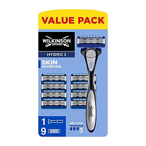 Wilkinson Sword Hydro 3 Skin Protection - Confezione convenienza composta da 1 rasoio + 9 lame di ricarica