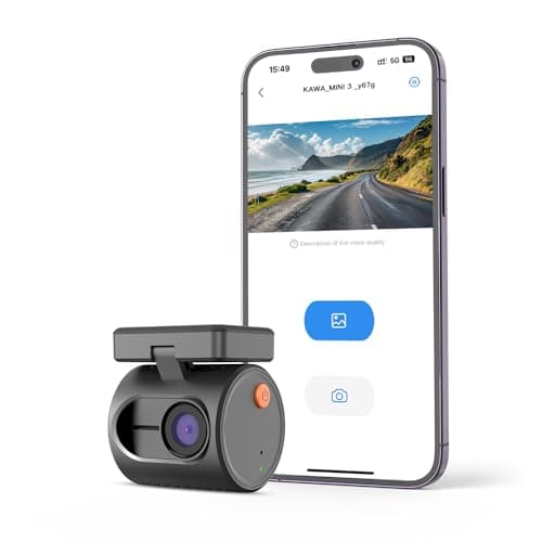 Piccola Dash Cam Auto, KAWA 1296P QHD Mini Telecamera per Auto - WDR/3D DNR con Super Night Vision, Monitoraggio del Parcheggio 24 Ore e G-sensor, WiFi&APP, Dashcam, MINI 3