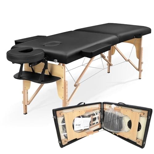 Eccellensedie Lettino Massaggio Portatile - 2-zone Legno Lettino Estetista Pieghevole per Fisioterapia e Tatuaggi