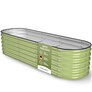 HOFGARTEN ® QuickGrow Orto Rialzato da Esterno in Acciaio Zincato | Inossidabile | Cassoni Orto con Fondo Aperto | 200L x 60P x 42A cm | Ortaggi, Erbe, Fiori (Verde Primavera)