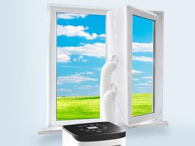 Hitopin Finestre per Condizionatore Portatile,Climatizzatore per Finestre,﻿Aria Condizionata Guarnizione Delle Finestre, Asciugatrice per Condizionatori Portatili,Tutti, Facile da Montare,Bianco,300CM