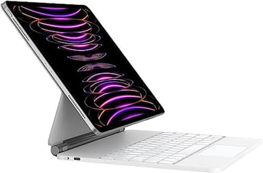 HOU Tastiera iPad Air 13'' (M3 2025/M2 2024) Tastiera iPad Pro 12.9 2021 6a Generazione iPad Pro 12.9 5a/4a/3a Generazione, Design Magnetico Flottante, Trackpad,Tastiera Retroilluminata Bianco