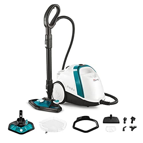 Polti Vaporetto Smart 100 T, Pulitore a Vapore con Caldaia ad Alta Pressione 4 Bar, Potenza Max 1500 W, Autonomia Illimitata e Ricarica Continua, 9 Accessori Inclusi, Bianco e Turchese