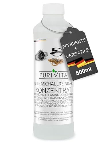 PURIVITA - Concentrato per pulizia ultrasuoni - Ultrasonic Cleaner - pulisce occhiali, gioielli, protesi dentali, ecc. - per dispositivi ad ultrasuoni e bagni ad ultrasuoni - 500 ml