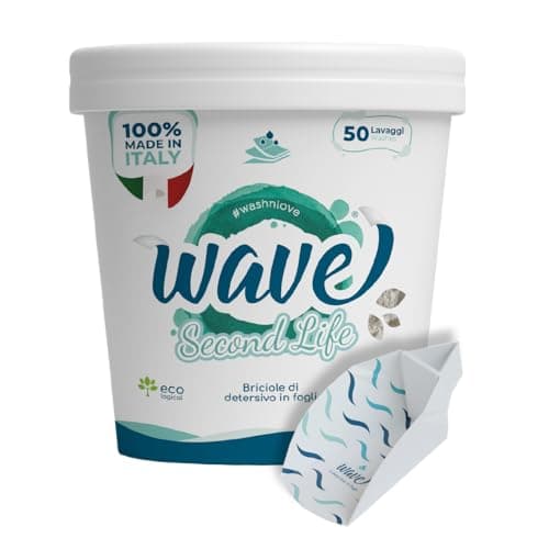 Wave Washing Second Life - Il Detersivo in Briciole + Dosatore ecologico GRATIS - 100% RICICLABILE - 50 lavaggi - Made in Italy - Biodegradabile - Ipoallergenico - plastic free