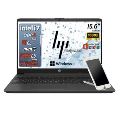HP 250 G10 | Notebook Pc portatile i7 | 13Th 5,0Ghz | Ram 16Gb | SSD 1000Gb | Display 15.6" FHD Ips | Windows 11 Pro | Office Pro | Laptop i7 pronto all'uso + Omaggio Custodia pc/Supporto smartphone