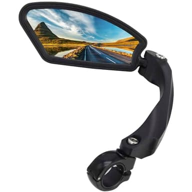 Arkham Specchio retrovisore per bicicletta,Specchio per bicicletta quadrato sinistro, specchio in acciaio inossidabile HD, 21-26 mm regolabile ruotato a 360 ° per manubrio della bicicletta (1 pezzo)