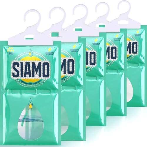 Siamo 5 Pack Sacchetti Deumidificatori Antimuffa Per Armadio, Casa, Assorbi Umidità In Armadi, Cucine, Seminterrati, Camper #1 in deumidificatori Eliminare Odore Sgradevole Funziona e Basta