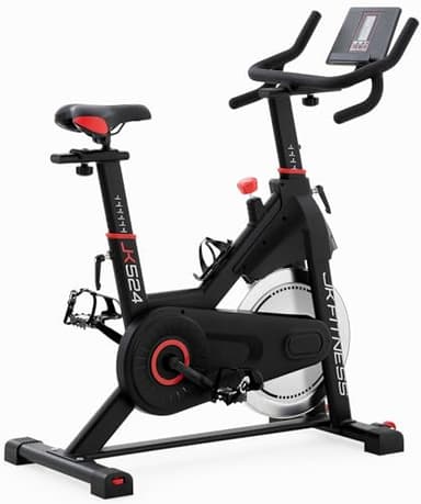 JK Fitness【Spin Bike JK 524 Magnetica】Indoor Cycle Scatto Fisso [Volano 20 kg] App Kinomap/Zwift, Display LCD, Sella e Manubrio Regolabili, Home Gym, Cinghia Silenziata
