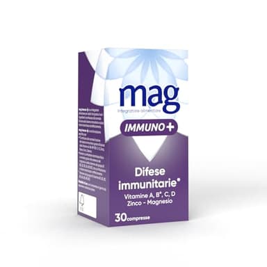 Mag Immuno+ Difese Immunitarie, Integratore Alimentare con Vitamine e Minerali per Supportare le Difese Immunitarie, con Magnesio Contro Stanchezza e Affaticamento, 30 Compresse